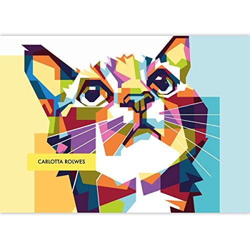 1 personalisierter Cool Cat Malblock A3 mit polygonal Katze, bunt, mit Namen • Zeichenblock Skizzen-Block 25 Blatt blanko, kopfverleimt, Papier 100g/m²- für Schule, Basteln, Hobby von Kartenkaufrausch