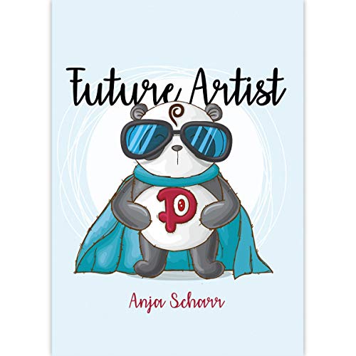 1 personalisierter Cooler Kinder Malblock A3 mit Hero Panda: Future Artist mit Namen • Zeichenblock Skizzen-Block 25 Blatt blanko, kopfverleimt, Papier 100g/m²- für Schule, Basteln, Hobby von Kartenkaufrausch