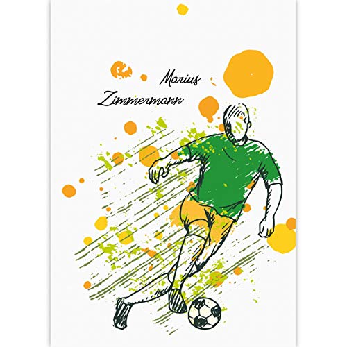 1 personalisierter Fußball Malblock A3 mit Fußballspielern Skizze mit Namen • Zeichenblock Skizzen-Block 25 Blatt blanko, kopfverleimt, Papier 100g/m²- für Schule, Basteln, Hobby von Kartenkaufrausch