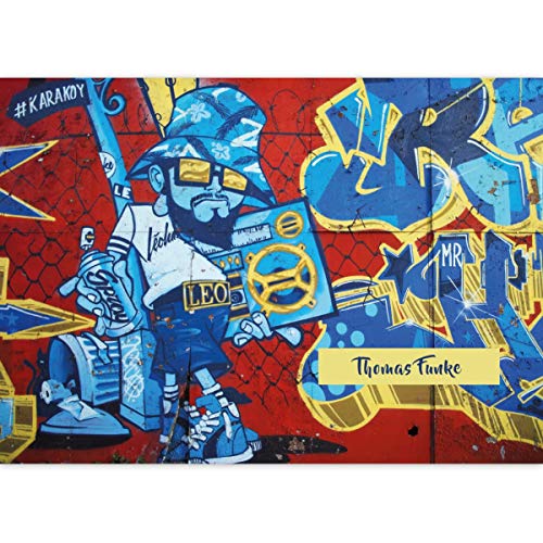 1 personalisierter Streetart Malblock A3 Motiv: funky graffiti, mit Namen • Zeichenblock Skizzen-Block 25 Blatt blanko, kopfverleimt, holzfreies Qualitäts-Papier 100g/m²- für Schule, Basteln, Hobby von Kartenkaufrausch