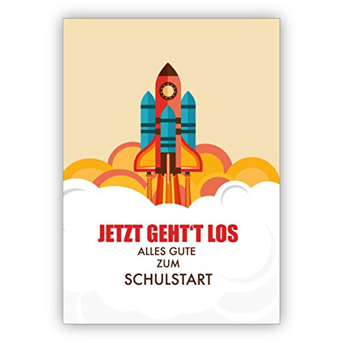 10 Stück Einschulungs Glückwunschkarte für Schul Anfänger mit Rakete: Jetzt geht's los Alles Gute zum Schulstart • individuelle Klappkarte mit Umschlag zum Gratulieren, schenken 10 Stück Einschulungs Glückwunschkarte für Schul Anfänger mit Rakete: Jetzt geht's los Alles Gute zum Schulstart • individuelle Klappkarte mit Umschlag zum Gratulieren, schenken von Kartenkaufrausch