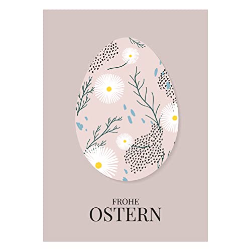 16 Karten: Klassisch elegante Osterkarte mit Blumen Osterei: Frohe Ostern in zarten Farben, Grußkarte zu Oster Klappkarte zum Osterfest von Kartenkaufrausch