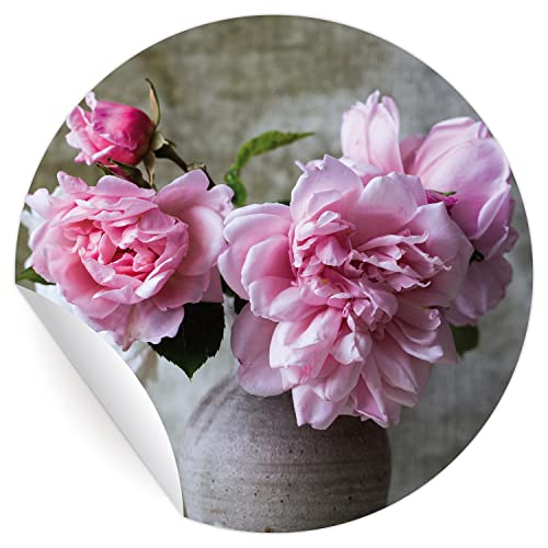 1x 24 schöne runde Blumen Aufkleber mit Rosen, MATTE Geschenksticker, klassische universal Etiketten selbstklebende Sticker für Tüten Verpackung Brief-Umschlag (4,5cm) von Kartenkaufrausch