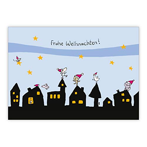 1x Lustige Weihnachtskarte mit Weihnachts-Stadt und Sternen: Frohe Weihnachten • Klappkarten Set mit Umschläge zum Weihnachts-Fest, Neujahr für Familie Freunde Firma 1x Lustige Weihnachtskarte mit Weihnachts-Stadt und Sternen: Frohe Weihnachten • Klappkarten Set mit Umschläge zum Weihnachts-Fest, Neujahr für Familie Freunde Firma von Kartenkaufrausch