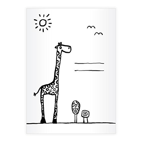 2 Nette DIN A4 Schulhefte, Rechenhefte mit Giraffen Umschlag zum Ausmalen Lineatur 28 (kariertes Heft) von Kartenkaufrausch