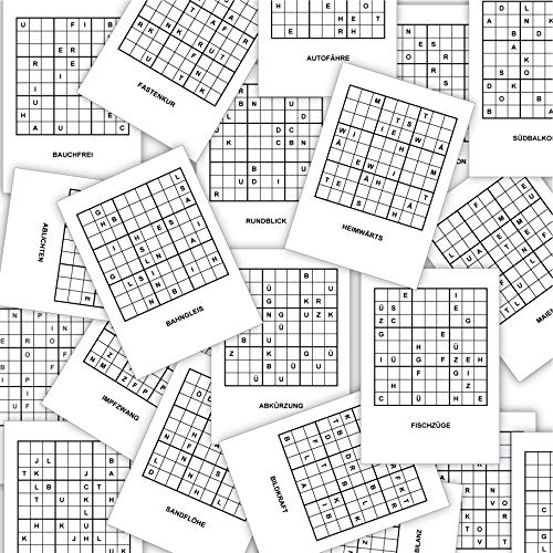 20 Sudoku Rätsel Postkarten im Set für Knobel Fans mit Buchstaben - auch schön als Geschenk Anhänger, einfach lochen fertig. von Kartenkaufrausch