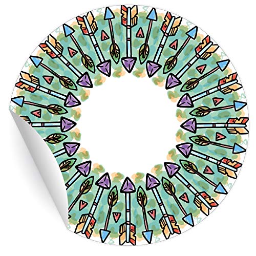 24 Boho ethno Aufkleber mit Indianer Pfeilen zum Beschriften, MATTE universal Papieraufkleber für Geschenke, Sticker selbstklebende Etiketten für Paket Brief Deko (ø 45mm) von Kartenkaufrausch