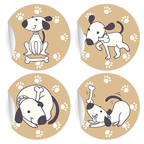 24 lustige Comic Hunde Aufkleber | Sticker, MATTE universal Papieraufkleber für Einladungen, Geschenke, Sticker selbstklebende Etiketten für Tischdeko, Pakete, Briefe (ø 45mm) von Kartenkaufrausch