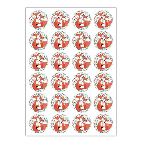 24 romantische Liebes Aufkleber auch zur Hochzeit mit verliebtem Fuchs Brautpaar, MATTE Papier runde Sticker, universal runde selbstklebende Sticker ø 45mm; 24 x 1 Motiv) von Kartenkaufrausch