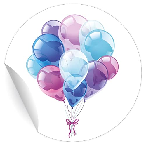 24 schöne Geburtstags Aufkleber mit Luftballon Strauß, MATTE universal Papieraufkleber für Party Geschenke, Mitgebsel, Sticker selbstklebende Etiketten - Pakete Briefe ø 45mm 24 schöne Geburtstags Aufkleber mit Luftballon Strauß, MATTE universal Papieraufkleber für Party Geschenke, Mitgebsel, Sticker selbstklebende Etiketten - Pakete Briefe ø 45mm von Kartenkaufrausch