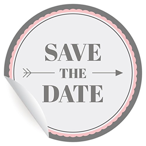 24 tolle "Save the Date" Aufkleber | Sticker, MATTE universal Papieraufkleber für Einladungen, Sticker selbstklebende Etiketten für Tischdeko, Pakete, Briefe und mehr (ø 45mm) von Kartenkaufrausch