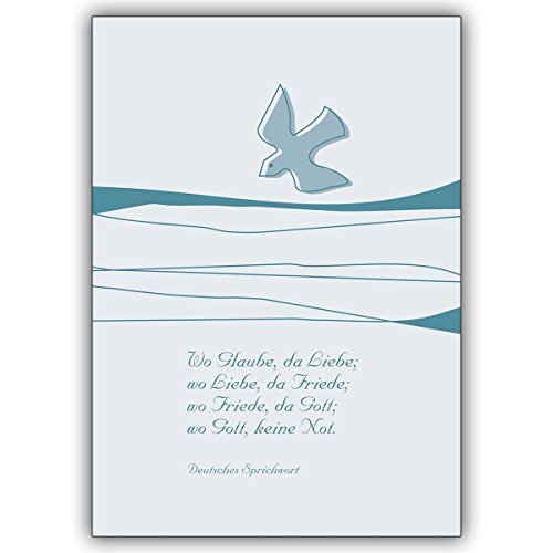 4 Christliche Grusskarten: Religiöse Glückwunschkarte mit Taube: Wo Glaube, da Liebe; wo Liebe, da Friede. • feine Klappkarte mit Umschlag zum Gratulieren für gute Wünsche 4 Christliche Grusskarten: Religiöse Glückwunschkarte mit Taube: Wo Glaube, da Liebe; wo Liebe, da Friede. • feine Klappkarte mit Umschlag zum Gratulieren für gute Wünsche von Kartenkaufrausch