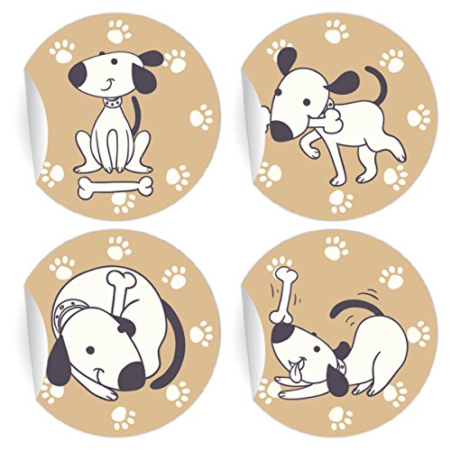 5 x 24 lustige Comic Hunde Aufkleber | Sticker, MATTE Papieraufkleber für Einladungen, Geschenke, Sticker selbstklebende Etiketten für Paket Brief Deko (ø 45mm); 6 x 4 Motive) von Kartenkaufrausch