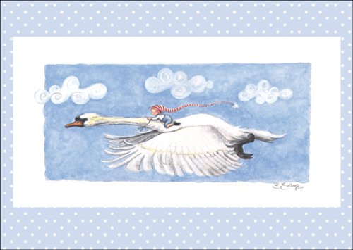 Der Junge auf dem Schwan - märchenhaft illustrierte Klappkarte à la Nils Holgerson • auch zum direkt Versenden mit Einleger. • hübsche hochwertige Grusskarte mit Umschlag Der Junge auf dem Schwan - märchenhaft illustrierte Klappkarte à la Nils Holgerson • auch zum direkt Versenden mit Einleger. • hübsche hochwertige Grusskarte mit Umschlag von Kartenkaufrausch