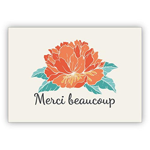 Edle französische Blumen Dankeskarte mit Hibiskus Blüte, beige: Merci beaucoup • schöne Klappkarte mit Umschlag um Danke zu sagen, hochwertig und schön Edle französische Blumen Dankeskarte mit Hibiskus Blüte, beige: Merci beaucoup • schöne Klappkarte mit Umschlag um Danke zu sagen, hochwertig und schön von Kartenkaufrausch
