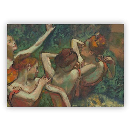 Elegante Künstler Klappkarte, Kunst Klappkarte, Glückwunsch Grußkarte: Edgar Degas, ca. 1899 - Vier Tänzerinnen • hochwertige Klappkarte mit Umschlag zum Gratulieren von Kartenkaufrausch