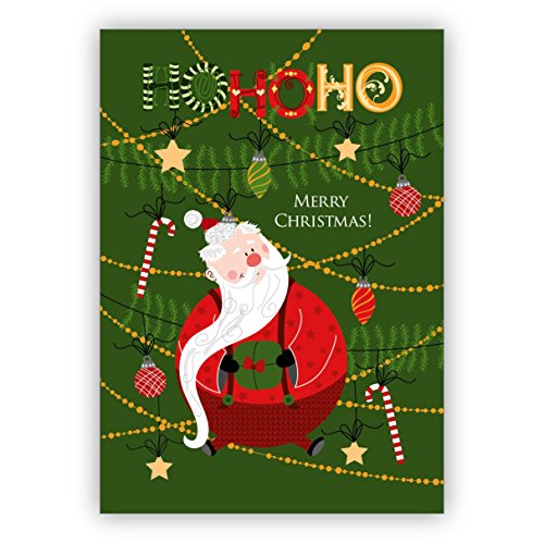 Ho ho ho - süße Weihnachtskarte mit dickem Weihnachtsmann: Merry Christmas • als festliche Klappkarte zu Weihnachten, zum Jahreswechsel für Familie und Firma von Kartenkaufrausch