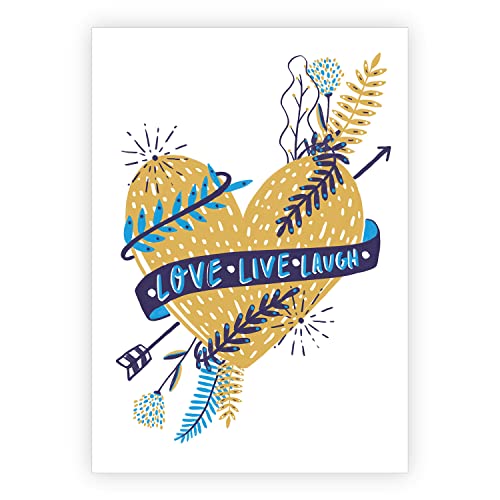 Hochwertige Glückwunsch Grußkarte mit Umschlag: Love live laugh - Romantik Motto Klappkarte mit Herz für Mann & Frau zum Geburtstag, Jubiläum, Valentinstag, Jahrestag Hochwertige Glückwunsch Grußkarte mit Umschlag: Love live laugh - Romantik Motto Klappkarte mit Herz für Mann & Frau zum Geburtstag, Jubiläum, Valentinstag, Jahrestag von Kartenkaufrausch