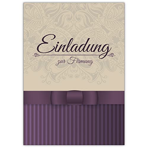 Im 5er Set: Klassisch elegante Einladung zur Firmung in beige, lila • schöne Gruss Klappkarten Set mit Umschlägen für beste Freunde und Lieblingsmenschen Im 5er Set: Klassisch elegante Einladung zur Firmung in beige, lila • schöne Gruss Klappkarten Set mit Umschlägen für beste Freunde und Lieblingsmenschen von Kartenkaufrausch