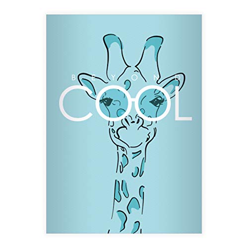 Kartenkaufrausch 1 Beyond Cool DIN A4 Schulheft, Schreibhefte mit Sonnenbrillen Giraffe, hellblau Lineatur 20 (blanko Heft 16 Blatt/32 Seiten) Notizheft, Kladde für Schule, Universität, Büro von Kartenkaufrausch
