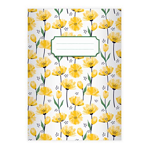 Kartenkaufrausch 1 schönes Frühlings DIN A4 Schulheft, Schreibhefte mit Tulpen Meer, gelb Lineatur 20 (blanko Heft 16 Blatt/32 Seiten) Notizheft, Kladde für Schule, Universität, Büro von Kartenkaufrausch