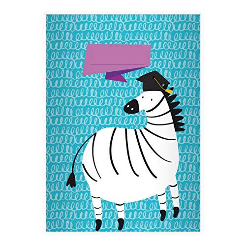 Kartenkaufrausch 4 fröhliche Gelehrten DIN A4 Schulhefte, Schreibhefte mit schlauem Zebra, hellblau Lineatur 20 (blanko Heft 16 Blatt/32 Seiten) Notizheft, Kladde für Schule, Universität, Büro von Kartenkaufrausch
