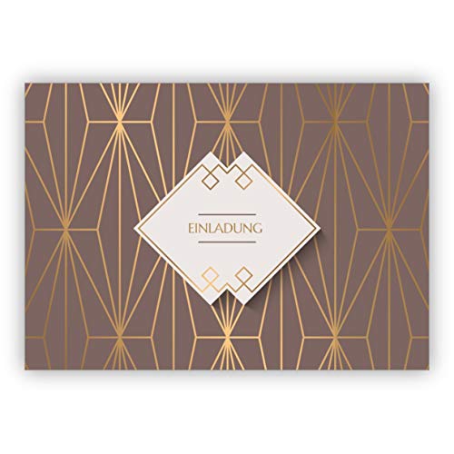 Kartenkaufrausch Feine Art Deco universal Einladungskarte mit Gold Optik in braun zum Geburtstag, Essen, Hochzeit, Konfirmation: Einladung • mit Umschlag um Freunde und Familie einzuladen Kartenkaufrausch Feine Art Deco universal Einladungskarte mit Gold Optik in braun zum Geburtstag, Essen, Hochzeit, Konfirmation: Einladung • mit Umschlag um Freunde und Familie einzuladen von Kartenkaufrausch