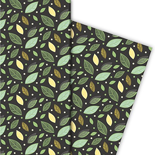 Kartenkaufrausch Herbstliches Geschenkpapier Set mit Blätter Laub Muster als edle Geschenkverpackung, DIY Projekte, Basteln, 4 Bögen, 32 x 48cm Dekorpapier, Musterpapier zum Einpacken von Kartenkaufrausch