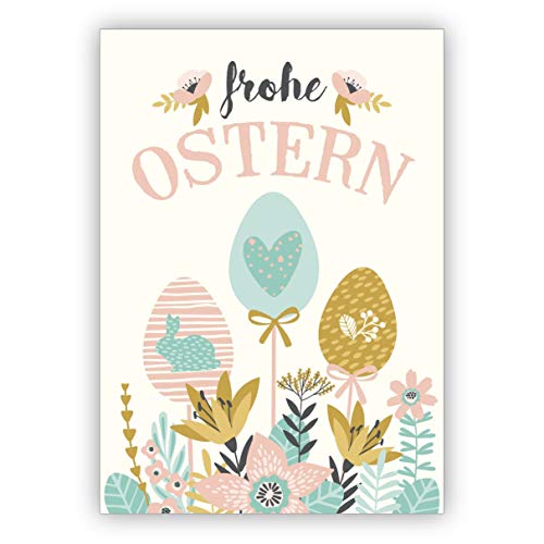 Klappkarten Set (4Stk) Schöne florale Osterkarte mit Eier Osterstrauß: Frohe Ostern - Grußkarte zum Osterfest • Klappkarten Set mit Umschlägen als Oster Grußkarte, Gutschein, Geschenk-Karte von Kartenkaufrausch