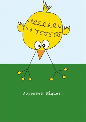 Kartenkaufrausch Lustige französische Osterkarte mit großem gelbem Ostervogel: Joyeuses Pâques • fröhliches Premium Klappkarte mit Ostermotive mit Umschlag für Freunde, Familie und Kollegen von Kartenkaufrausch