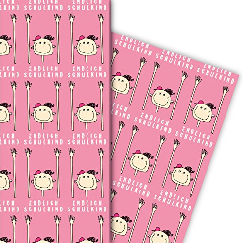 Lustiges Einschulungs Geschenkpapier mit Kindern"Endlich Schulkind", rosa, für tolle Geschenk Verpackung und Überraschungen 32 x 48cm Lustiges Einschulungs Geschenkpapier mit Kindern"Endlich Schulkind", rosa, für tolle Geschenk Verpackung und Überraschungen 32 x 48cm von Kartenkaufrausch