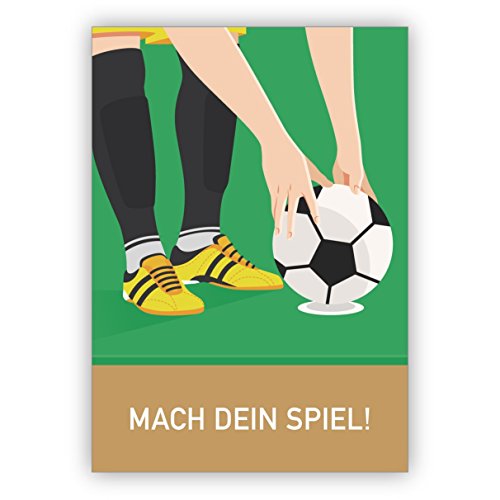 Motivierende Fußballer Klappkarte mit Spruch: Mach Dein Spiel • 1a Grusskarte mit Umschlag zu 1001 Anlass Motivierende Fußballer Klappkarte mit Spruch: Mach Dein Spiel • 1a Grusskarte mit Umschlag zu 1001 Anlass von Kartenkaufrausch