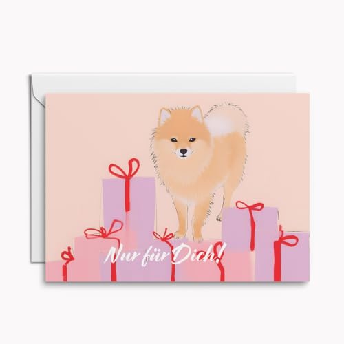 Set mit 4 Grußkarten Nur für Dich! mit süßem Spitz – tolle Klappkarten mit Umschlägen und Einlegern, super für Weihnachten oder Geburtstag von Kartenkaufrausch