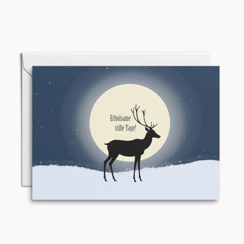 Set mit 4 besinnlichen Weihnachtskarten – Rentier im Winterwald, stimmungsvolle Klappkarten für Familie & Freunde, inkl. Umschläge Set mit 4 besinnlichen Weihnachtskarten – Rentier im Winterwald, stimmungsvolle Klappkarten für Familie & Freunde, inkl. Umschläge von Kartenkaufrausch