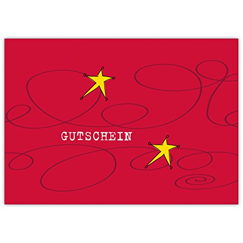 Weihnachtskarten Geschenkgutschein mit lustigen Sternen: Gutschein • als hübsche Klappkarte zu Weihnachten, Jahres-Ende für Familie und Firma von Kartenkaufrausch