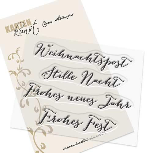 Clear-Stamp-Set Stempel-Gummi Karten-Kunst - Große Worte "Weihnachtspost, Stille Nacht, Frohes neues Jahr, Frohes Fest" von Kartenkunst