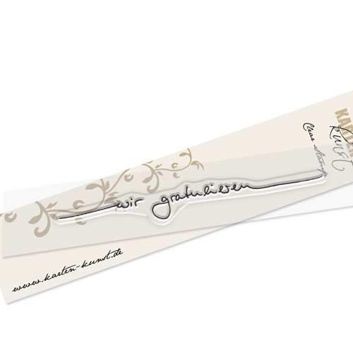 Karten-Kunst Clear Stamps Stempel Schriftzug Wir gratulieren Silikonstempel von Kartenkunst