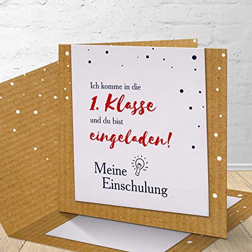 8 Einladungskarten für die Einschulung mit passenden Umschlägen, Einladungskarten zur Einschulung im Set zu 8 Stk. "Karton" Design 8 Einladungskarten für die Einschulung mit passenden Umschlägen, Einladungskarten zur Einschulung im Set zu 8 Stk. "Karton" Design von Kartenkuss