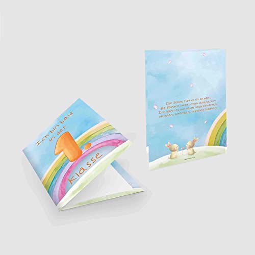 Kartenkuss 8 x Einladungskarten zur Einschulung mit passenden Umschlägen, Einladung zum Schulanfang im Set zu 8 Stk. 1.Klasse Design von Kartenkuss