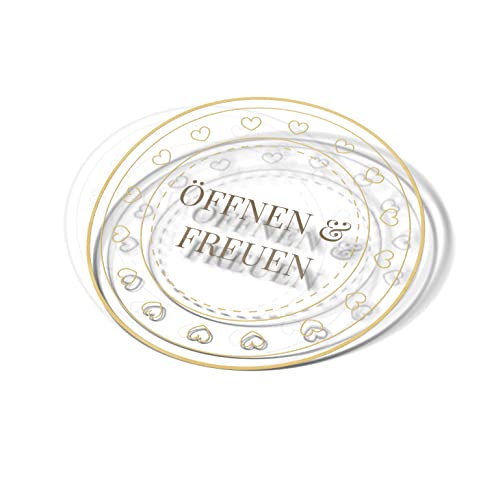 Kartenkuss - runde transparente Aufkleber "öffnen & freuen" - 5cm Durchmesser (50 Srück) (25 Stück) von Kartenkuss