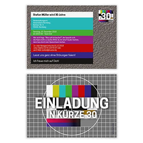 10 x Geburtstag Einladungskarten Geburtstagseinladung Einladungen Karten - TV Signalstörung Rauschen 10 x Geburtstag Einladungskarten Geburtstagseinladung Einladungen Karten - TV Signalstörung Rauschen von Kartenmachen.de