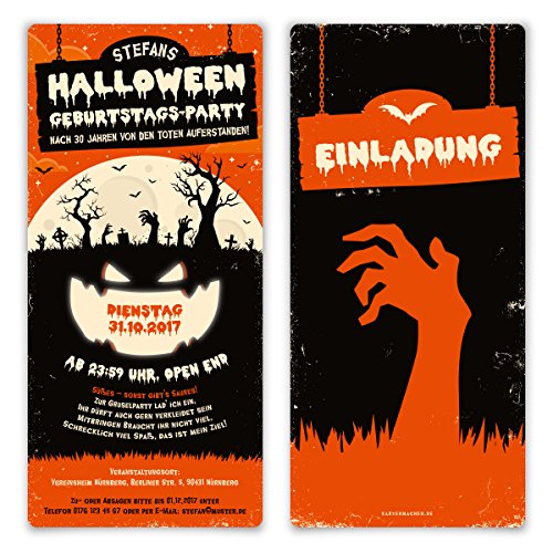 10 x Halloween Einladungskarten Kostüm Party Geburtstag Einladung 31.10. - Zombie Kürbis 10 x Halloween Einladungskarten Kostüm Party Geburtstag Einladung 31.10. - Zombie Kürbis von Kartenmachen.de