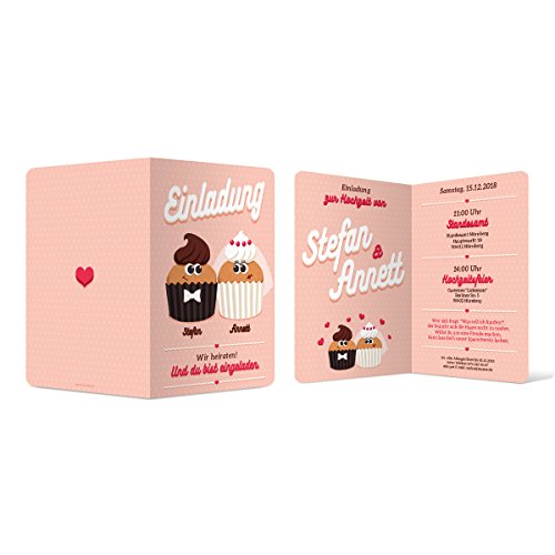 10 x Hochzeit Einladungskarten Einladung Klappkarten individuell süß - Cute Cupcakes 10 x Hochzeit Einladungskarten Einladung Klappkarten individuell süß - Cute Cupcakes von Kartenmachen.de