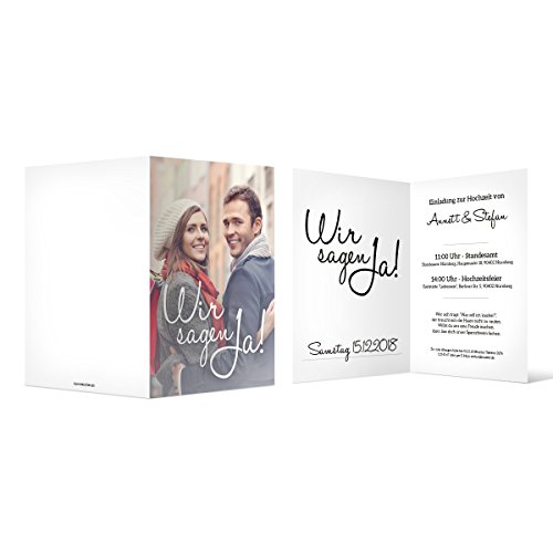 10 x Hochzeit Einladungskarten Hochzeitseinladungen DIN A6 Klappkarte - Wir sagen Ja 10 x Hochzeit Einladungskarten Hochzeitseinladungen DIN A6 Klappkarte - Wir sagen Ja von Kartenmachen.de