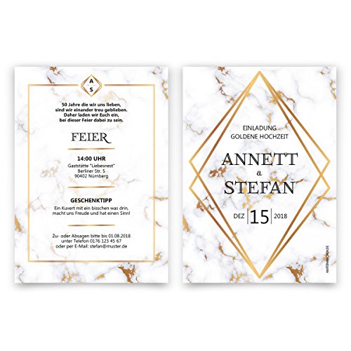 Kartenmachen.de Hochzeitseinladungen Goldhochzeit goldene Hochzeit Einladung individuell - Marmor Kartenmachen.de Hochzeitseinladungen Goldhochzeit goldene Hochzeit Einladung individuell - Marmor von Kartenmachen.de