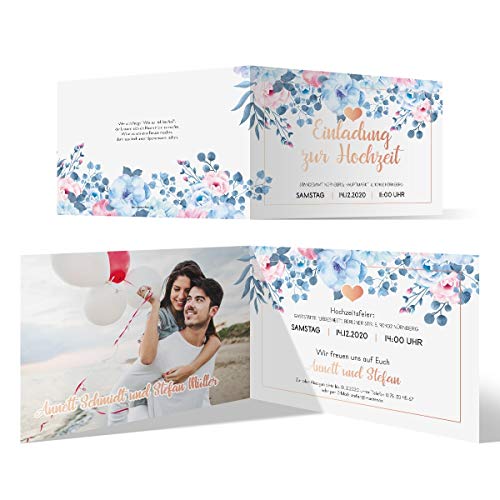 10 x Hochzeitseinladungen individuelle Hochzeit Einladungskarten DIN A6 Klappkarte mit Foto - Gottesliebe von Kartenmachen.de
