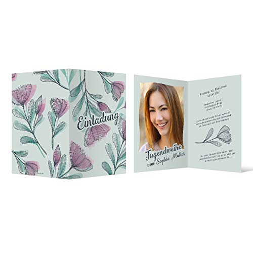 10 x Jugendweihe Einladungskarten individuell mit Foto und Text DIN A6 Klappkarte - Vegetation 10 x Jugendweihe Einladungskarten individuell mit Foto und Text DIN A6 Klappkarte - Vegetation von Kartenmachen.de