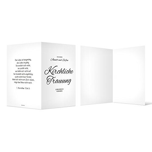 10 x Kirchenheft Hochzeit individuell Klappkarte - Schlicht Black and White von Kartenmachen.de