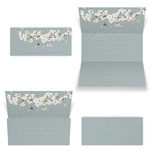 10 x Konfirmation Einladungskarten individuell Wickelfalz DIN Lang Klappkarte - Frühlingsblüten 10 x Konfirmation Einladungskarten individuell Wickelfalz DIN Lang Klappkarte - Frühlingsblüten von Kartenmachen.de