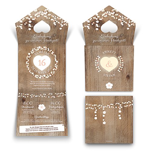 Kartenmachen.de 10 x Lasergeschnittene Hochzeit Einladungskarten Einladung - rustikale Lichtgirlande Kartenmachen.de 10 x Lasergeschnittene Hochzeit Einladungskarten Einladung - rustikale Lichtgirlande von Kartenmachen.de